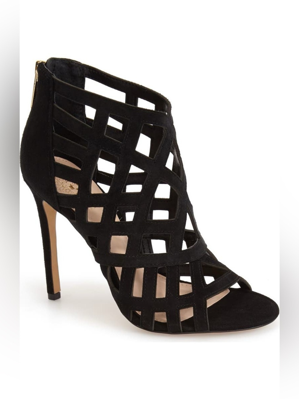 Vince Camuto Black Cutout Suede Stiletto Bootie